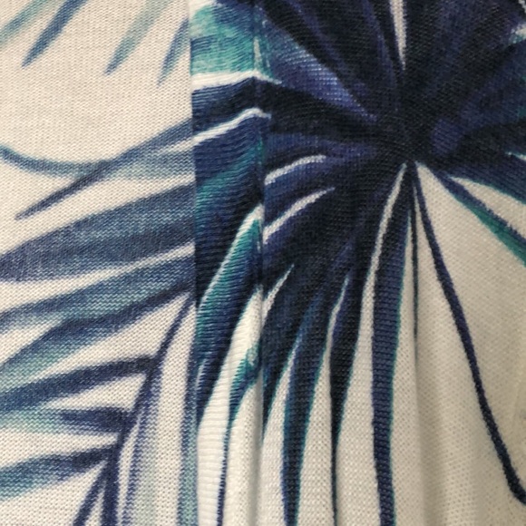 Blue and white palm frond open cardigan - Picture 2 of 5